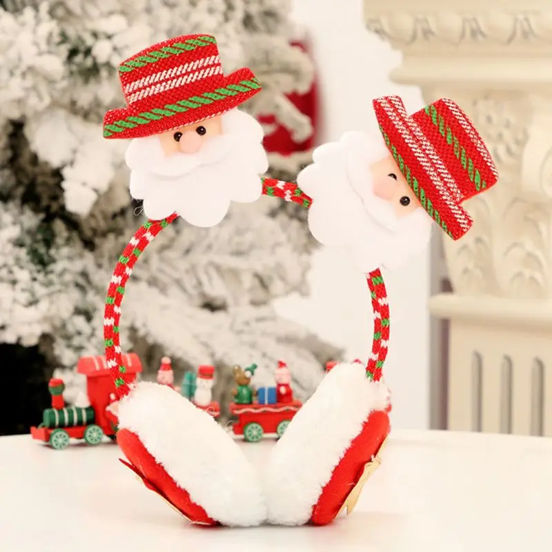 Детский Взрослый зимний Рождественский Санта Клаус двойной кукольный наушник теплая повязка на голову застежка 634D