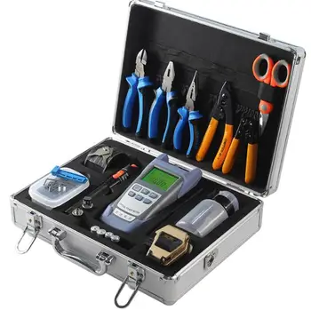 

Fiber Splicer Tools Kit w/ SKL-80C Fiber Cleaver Optical Power Meter 10KM Visual Fault Locator Box