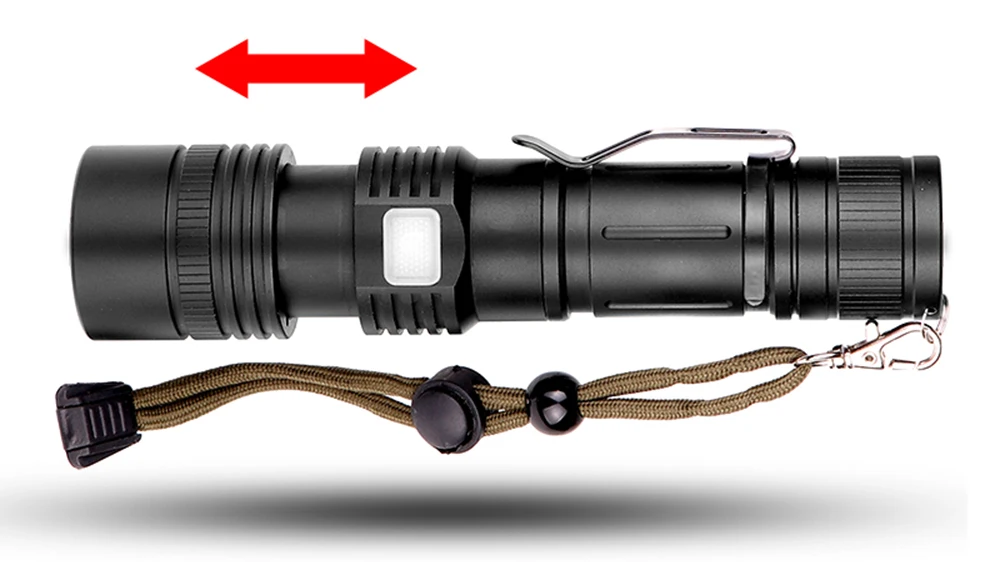 Powerful LED Flashlight XHP50 Lamp bead Support zoom 5 lighting modes Torch By 18650 or 26650 battery For outdoor activities