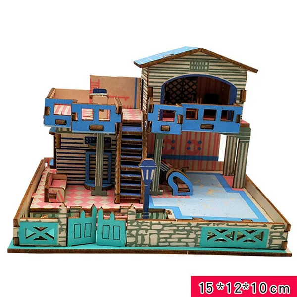 Деревянная кукольный дом мебель DIY Миниатюрная модель 3D деревянные миниатюры комната сцена головоломка кукольный домик игрушки для детей Подарки FD