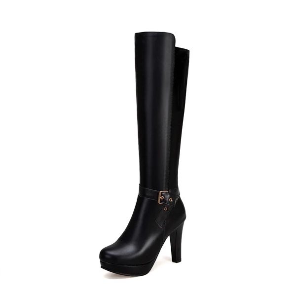 CDPUNDARI/сапоги на высоком каблуке; женские ботинки на платформе; женские зимние сапоги; женская обувь; botas mujer - Цвет: Черный