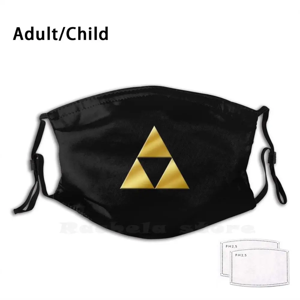 Golden Triforce Of Power Filtro Antipolvere Per Bambini Adulti Maschera Fai-Da-Te Brianfull84 84Pixeldesign Link Zelda Tri Tri Force Force Ocarina