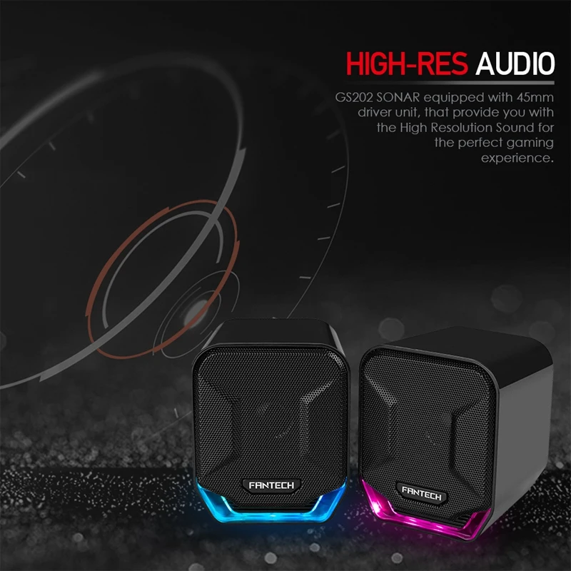 FANTECH GS202 RGB LED Speaker 3.5MM PLUG and USB PLUG Gaming Speaker for FPS CS Game Player Portable Speaker for PC Latpop