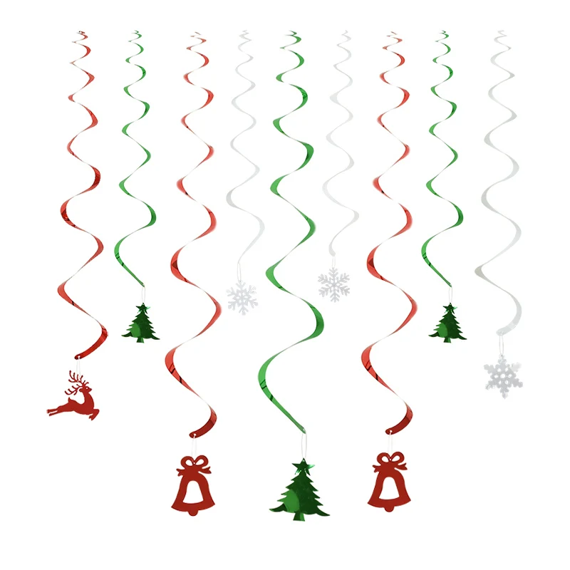6 шт. Олень Снежинка дерево форма ПВХ спиральная гирлянда спираль подвески для рождественской вечеринки украшения дома комнаты потолок подвесной Декор