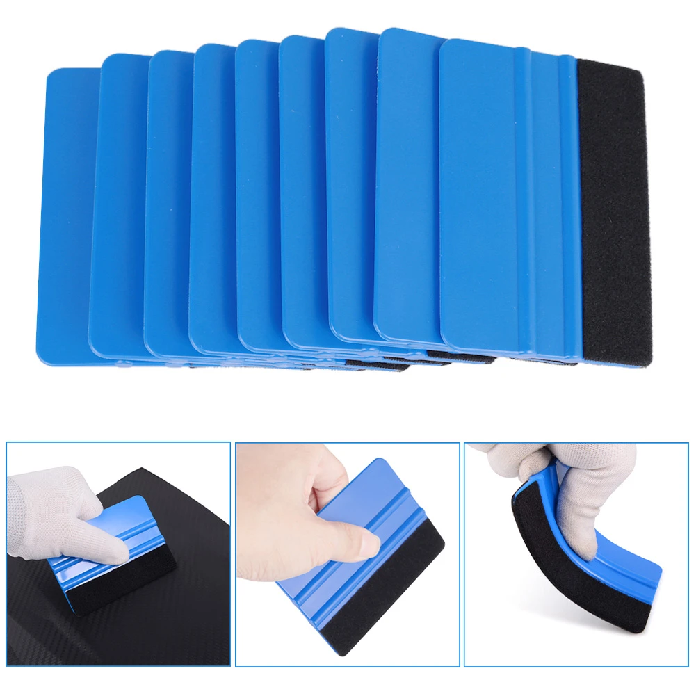 10Pcs Squeegee Car Vinyl Film wrapping tools Blue Scraper squeegee with felt edge size Car Styling Stickers Accessories car wash water