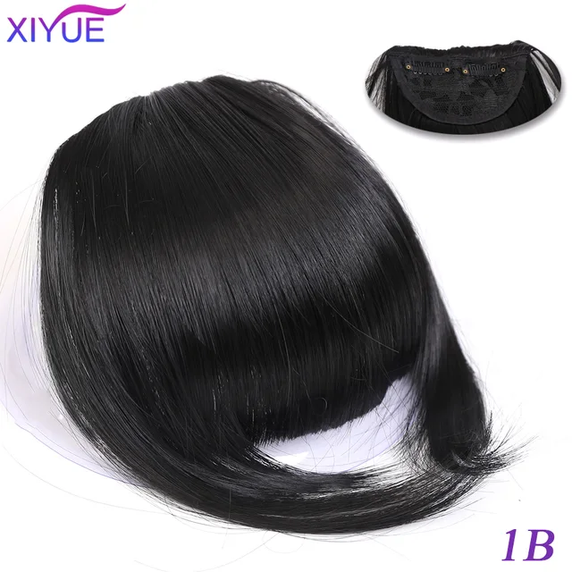 Black/Light Brown Clip In Hair Bangs Hairpiece Accessories Synthetic Fake Bangs Clip In Hair Extensions Clip In Hair Pieces WL-13