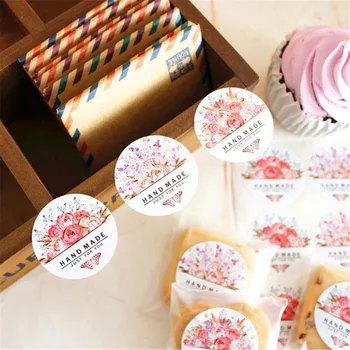 

54pcs=6 Sheets Hand Made Round Flowers Butterfly Sticker Labels Food Seals Stationery Stickers