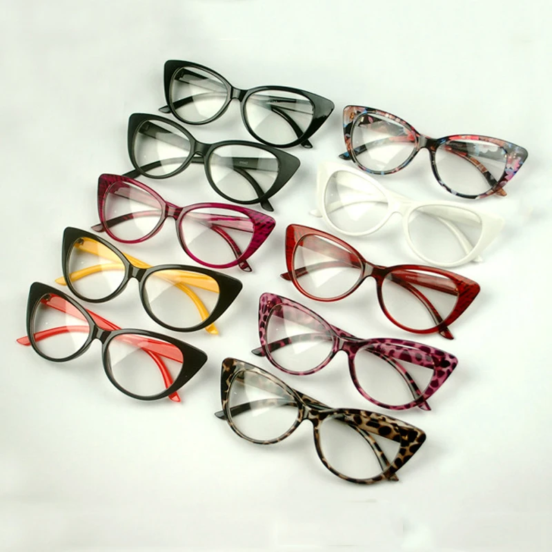 

OLNYLO Women Plain Glasses Frames Cat Eye Clear Glasses Oversized Frame Brand Designer Optical New Fashion Eyewear Oculos
