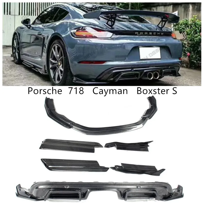 Передняя Задняя сторона юбка выступ Спойлеры для Porsche 718 Cayman Boxster S 17 бампер диффузор спойлер из углеродного волокна