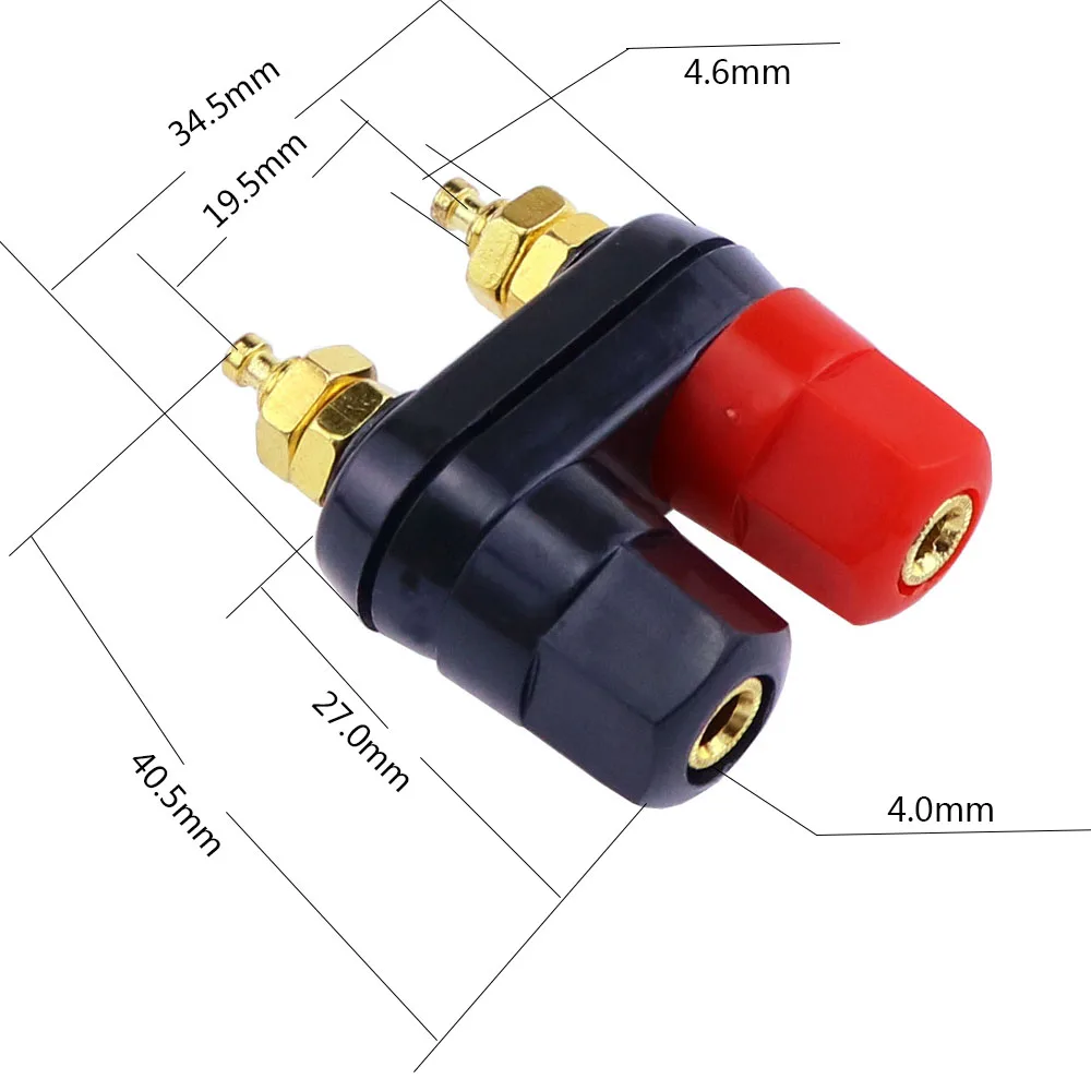 Black Jeanoko Banana Plug 20Pcs Brass U-Shaped Black+Red Audio Adapter Connector Moisture-Proof for Speaker Wires for Aerospace Industry for Military Industry