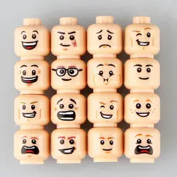 16 шт./компл. строительные блоки лицо изображение эмоджи желтый цвет кожи крутой человек мальчик DIY кирпичики игрушки подарок для ребенка
