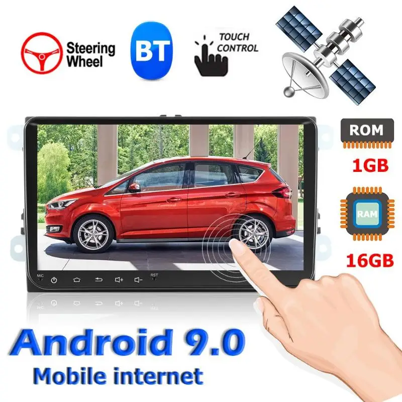 Android 2din автомобильный стерео MP5 плеер gps навигация 9 дюймов сенсорный экран Bluetooth WiFi RDS AM FM радио в приборной панели головное устройство для VW