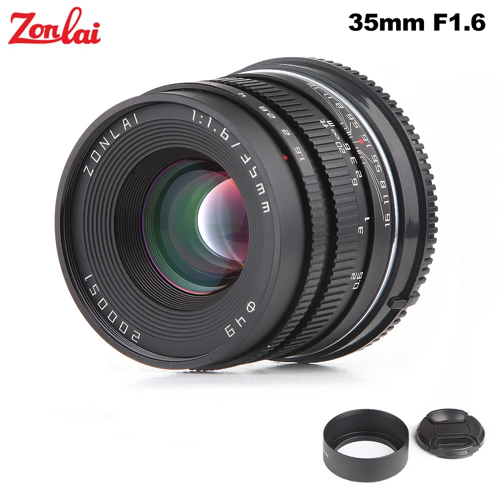 Zonlai 35 мм F1.6 объектив с широкой диафрагмой и ручной премьер-объектив для Sony E-mount DSLR камер для цифровой фотокамеры Fuji крепление a6300 a6500 X-A1 X-A2 X-M1 беззеркальных камер