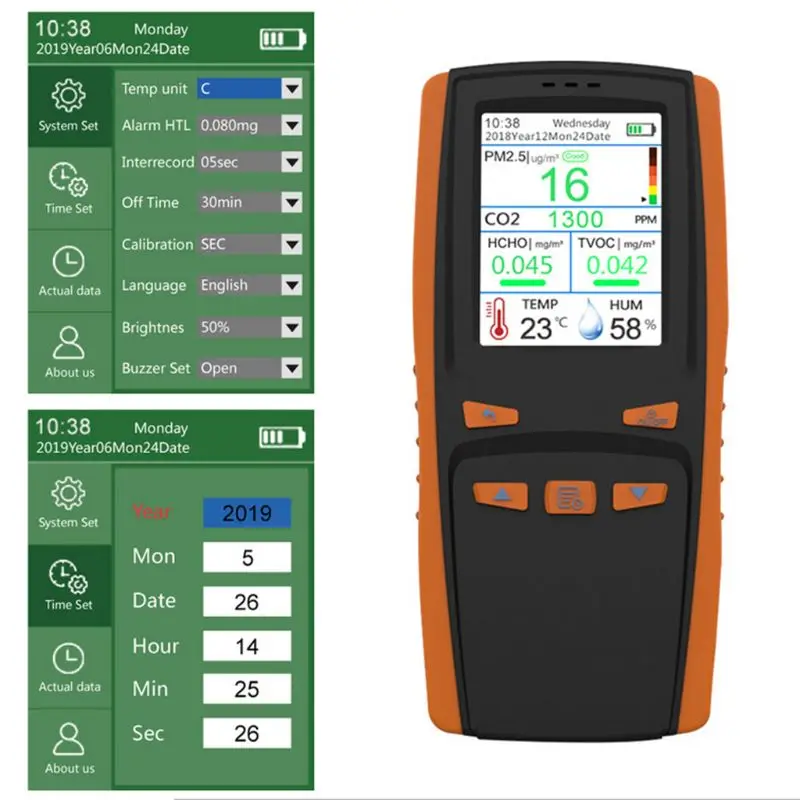 OOTDTY монитор качества воздуха для PM2.5 PM10 частиц CO2 Температура Влажность 63HF