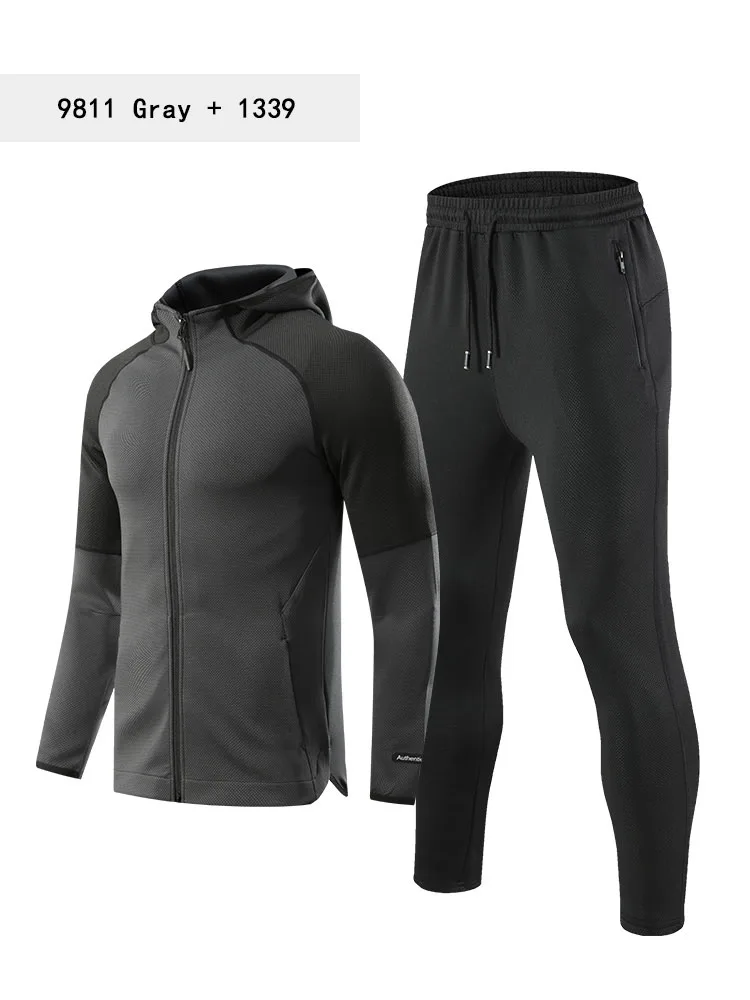 Спортивный костюм для отдыха, мужской осенний и зимний Свободный вязаный кардиган для бега, зимняя одежда для баскетбола и фитнеса - Цвет: Suit 2