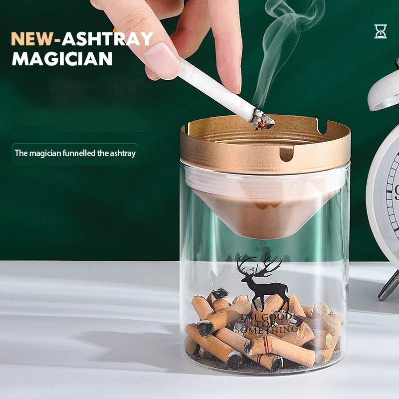 1PC Personalized Stainless Steel Glass Ashtray Auto Smoke Cup Holder