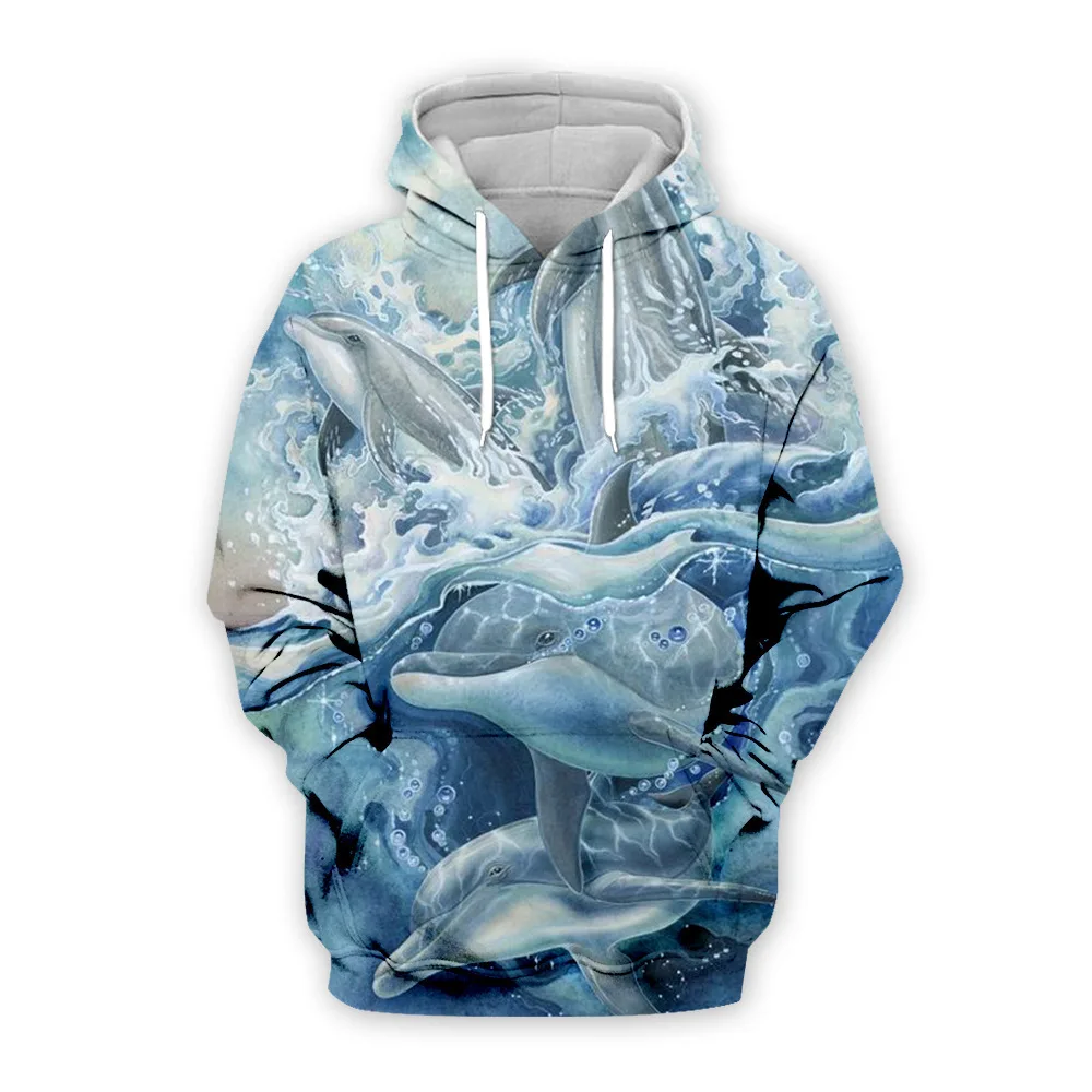Waliicorners Long Sleeve Hooded Kawaii 3D Dolphin Pocket Loose Sport Sweatshirt 9 Hc65e1afc92214fd88c4bca193616be21Z