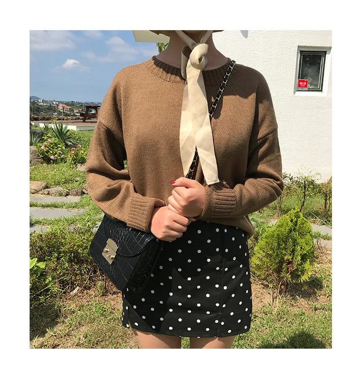 Neploe Pull Femme осенне-зимний женский свитер корейский однотонный Вязаный топ с длинными рукавами Свободный Повседневный пуловер Джемперы 54055
