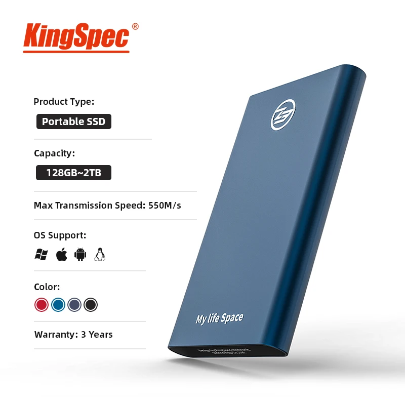 KingSpec 240 ГБ Винчестер внешнего твердотельного накопителя hd Тип C Портативный твердотельный диск USB 3,0 высокое Скорость 1 ТБ для ноутбука, настольного компьютера