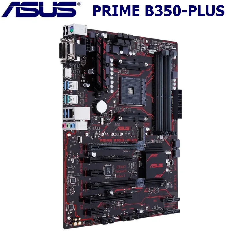 Popular  Socket AM4 DDR4 ASUS PRIME B350-PLUS Motherboard AMD B350 DDR4 64GB PCI-E 3.0 USB3.1 M.2 Original D