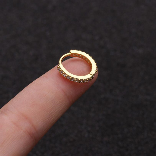 Gold Silver Colour Ear Piercing Jewelry CZ Helix Cartilage Earring Rook Hoop Snug Piercing Ring