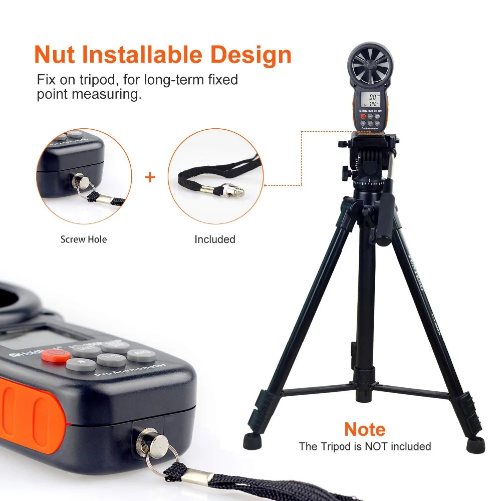 BTMETER BT-100 Digital Anemometer Handheld Wind Speed Meter for Measuring Wind Speed Temperature and Wind Chill dropshipping