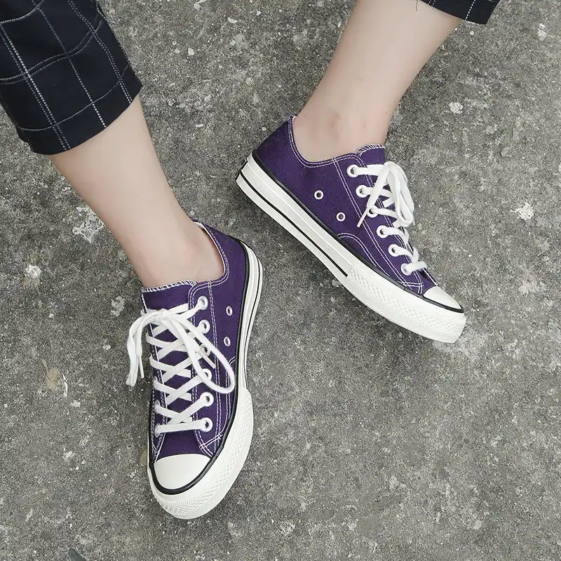 purple canvas sneakers