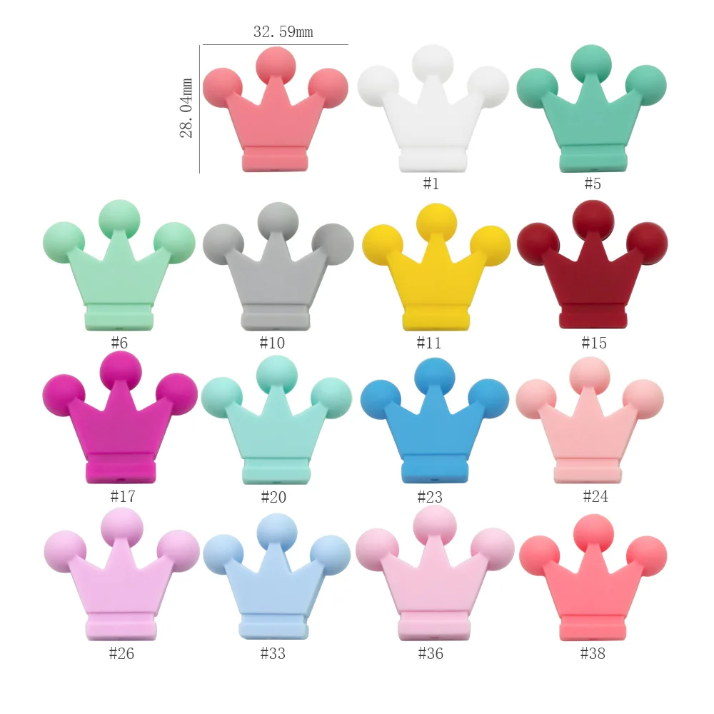 Cute-idea 10pcs Food Grade Silicone Small Crown Beads Baby Teething Teether Toy DIY baby Pacifier chain Accessories Baby goods 2