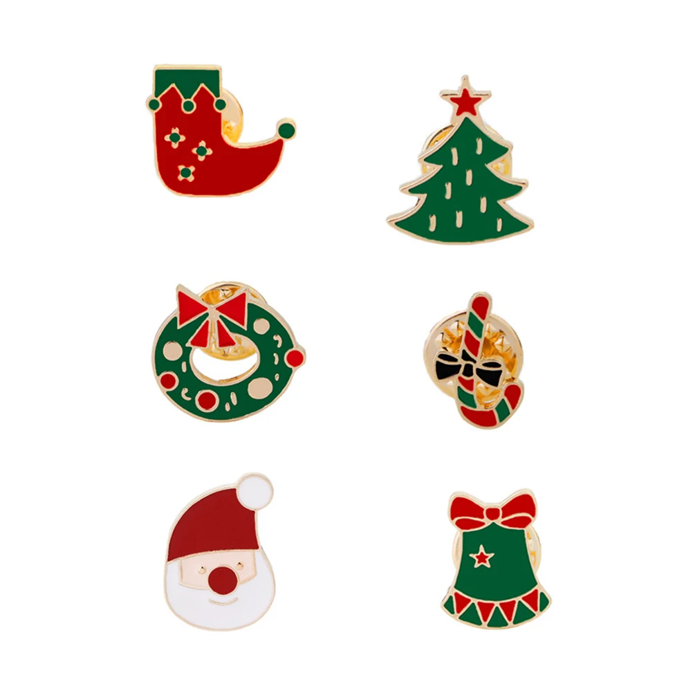 6 Pcs Christmas Brooches Festive Fashion Cartoon Boutonnieres for Sweater Clothes |