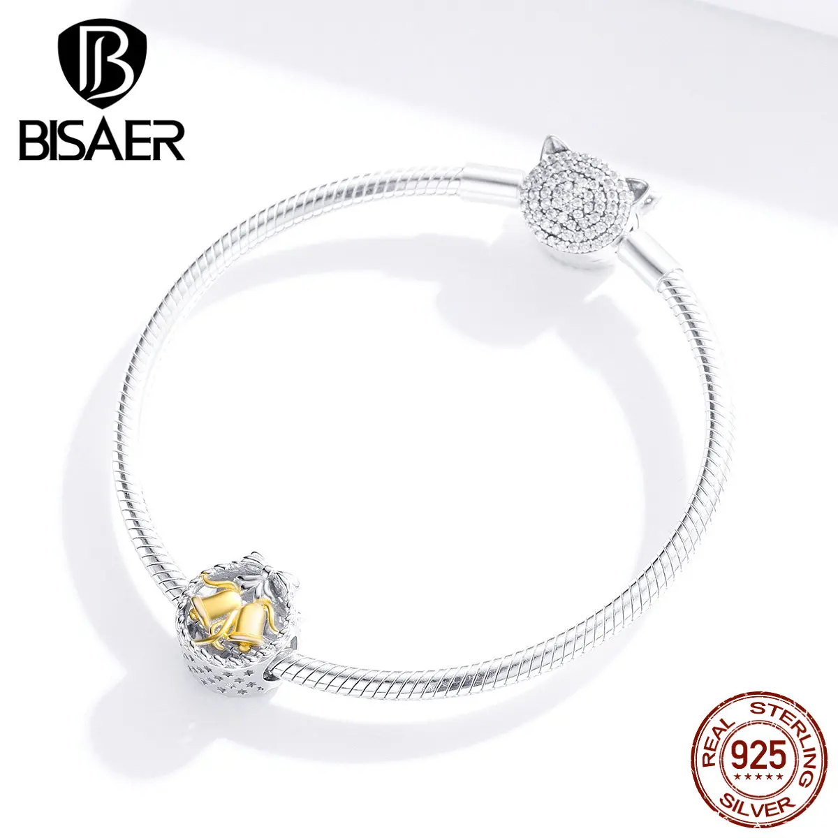 Christmas Bell BISAER 925 Sterling Silver Christmas Bell Beads Charms fit for Original Bracelets Silver 925 Jewelry ECC1358