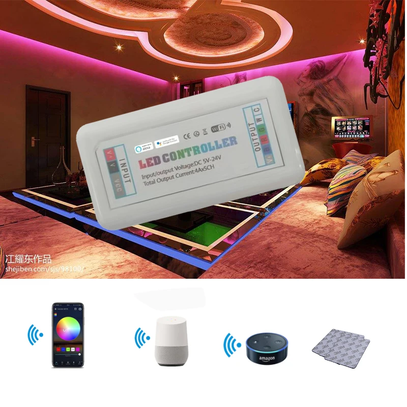 

Magic Home 5Channel Smart Wifi LED Strip Controller RGB+CCT RGBW RGBWW RGB Compitable Working With Alex And Google Home