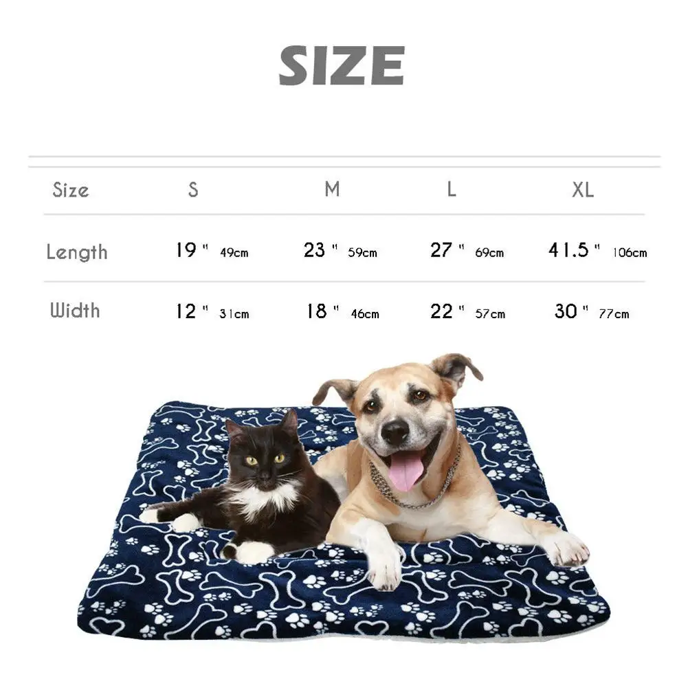 Утолщенный моющийся синий костяной узор Коврик для собак теплое одеяло для домашних животных подушка коврик сиденье для отдыха