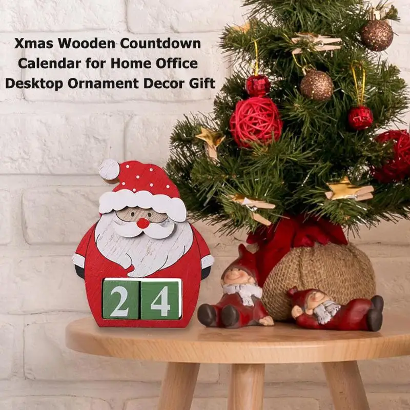 

Xmas Wooden Countdown Calendar Christmas Decoration for Home Office Desktop Ornament Xmas Kid Room Decor Navidad New Year Gift