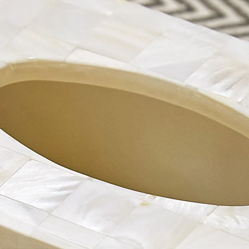 Natural Shell Tissue Boxes European Western Restaurant Napkin Box Bedroom Desktop Draw Paper Organizer Home Decoration Modern 5