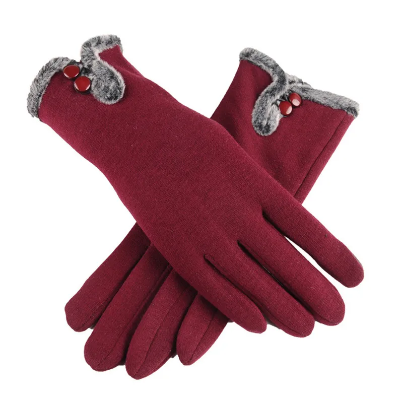 Женские теплые перчатки с сенсорным экраном, зимние спортивные женские перчатки на весь палец, водонепроницаемые женские плюшевые перчатки для вождения - Color: 2