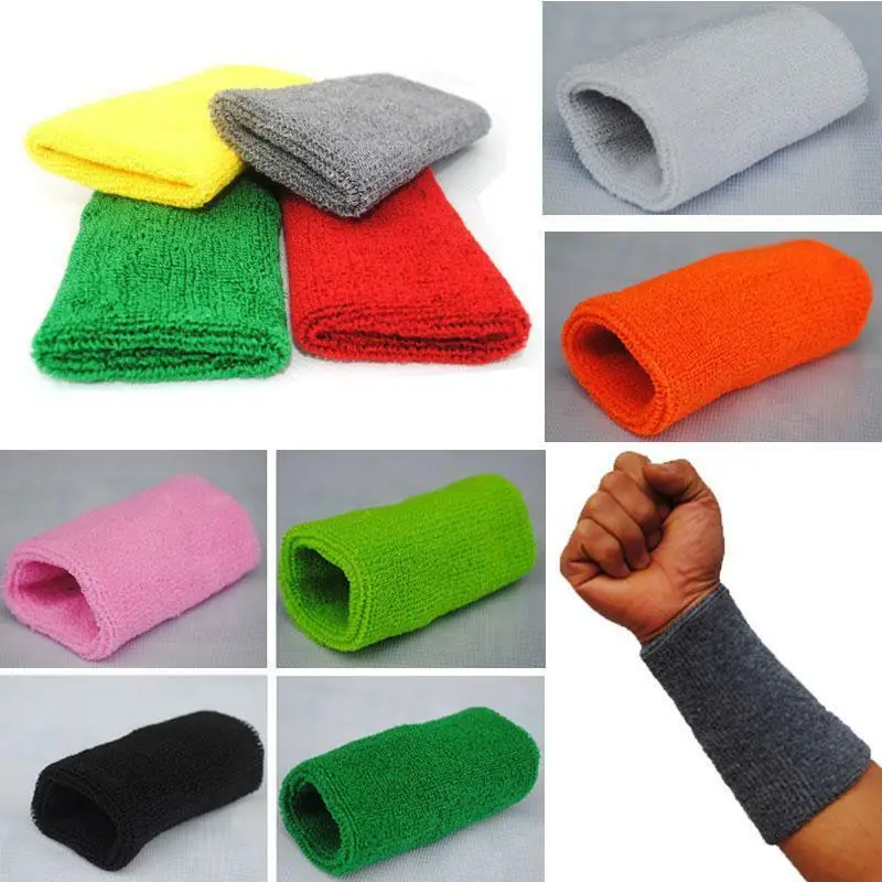Sports Sweatband 15cm Basketball Gym Unisex Cotton Sweat Band Wristband Wrist