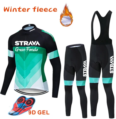Зимний теплый флисовый 2020 трикотажный длинный комплект для велоспорта STRAVA