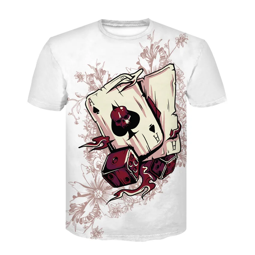 

3d T-shirt Poker Card Man Woman Creative Print Sports Breathable Casual Round Neck Short Sleeve Punk Style Summer Top