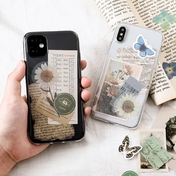 

15 Pcs Creative Literary Retro Plant Memo Pad Phone Case Decoration Card Journal Collage Material Paper Stationery Not Sticky