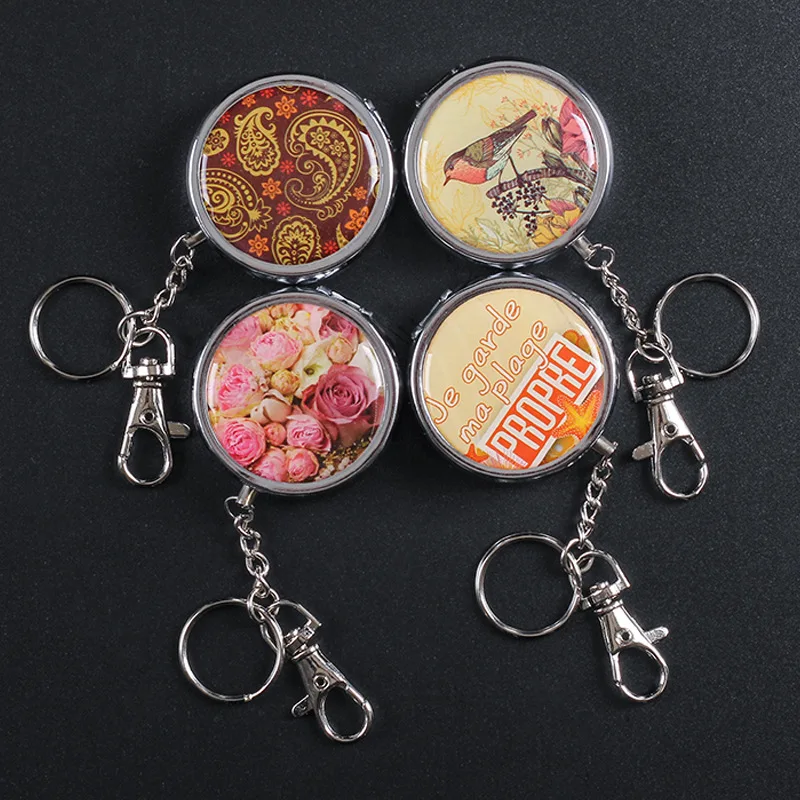

New 1pcs Pocket ashtray Portable ashtray Box Metal Circular Keychain Decor Tray with Holder Case environmental cigarette tray