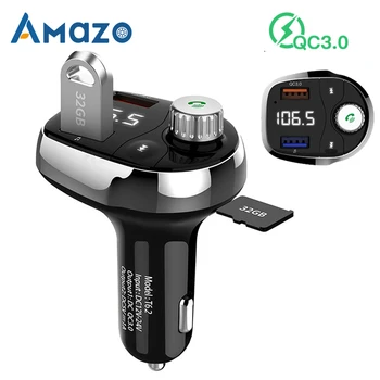 

QC3.0 Car FM Transmitter Bluetooth Stereo MP3 Player LED Display Voltage Monitor FM Module Handsfree Car Kit With Dual USB Port