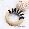 BPA Free Crochet Wooden Ring Baby Teether Safe Cute Animal Rattle Chewing Teething Nursing Soother Molar Infant Toy Accessories 6