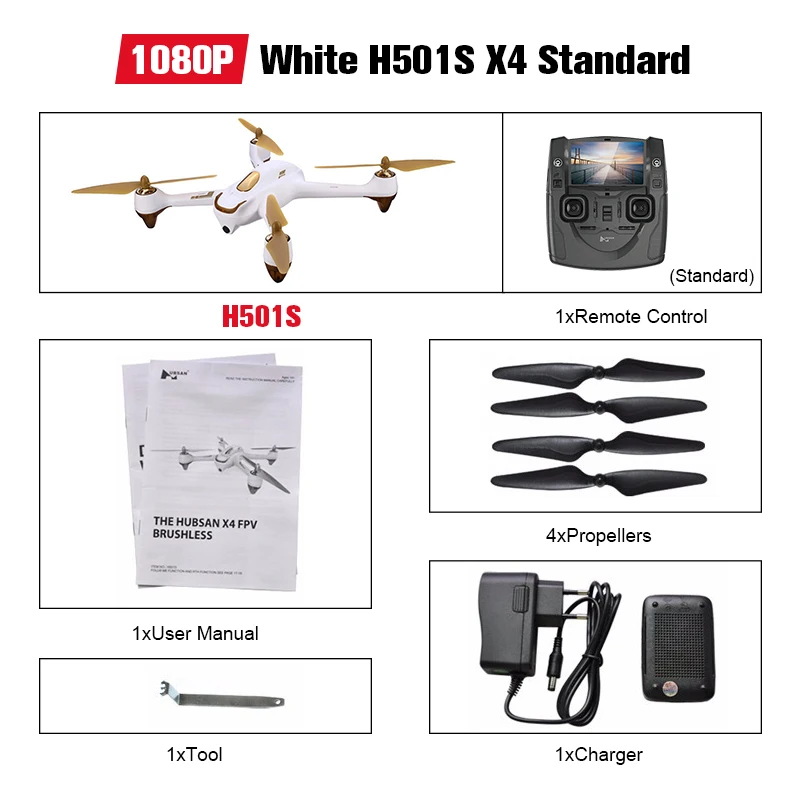 Hubsan H501S X4 Pro 5,8G FPV Бесщеточный W/1080 P HD камера gps RTF режим следования за мной Квадрокоптер Вертолет радиоуправляемый Дрон - Цвет: White Standard