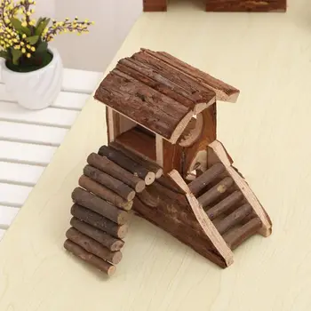 

Pets Wooden House 2 Storey Small Villa Waterproof 2 Stairs Play Cage for Hamster