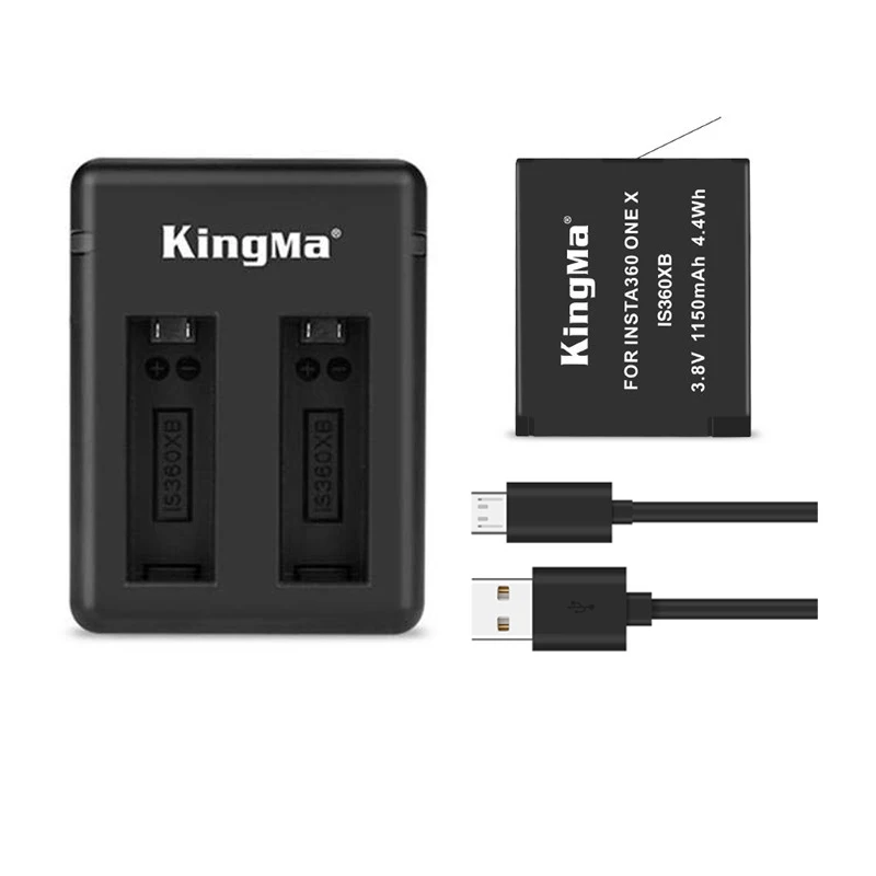 Зеленый цвет 1150 мАч Kingma литиевая батарея для Insta 360 X камера+ 2 слота usb кабель быстрое зарядное устройство для Insta360 One X аксессуары - Цвет: Зеленый цвет
