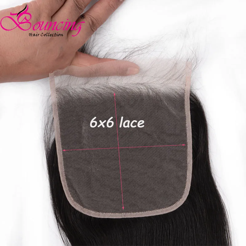 

Bouncing Hair Straight 6x6 Lace Closure Light Brown Free Part Natural Color Brazilian Remy Hair 8-26 Inch 1pc/Lot 2Pc/Lot 3Pc/Lo