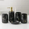 Ceramic Toiletries Bathroom Set Marble Porcelain Cup Toothbrush Holder / Soap Dispenser / Tray Bathroom Decoration Accessories ► Photo 3/6