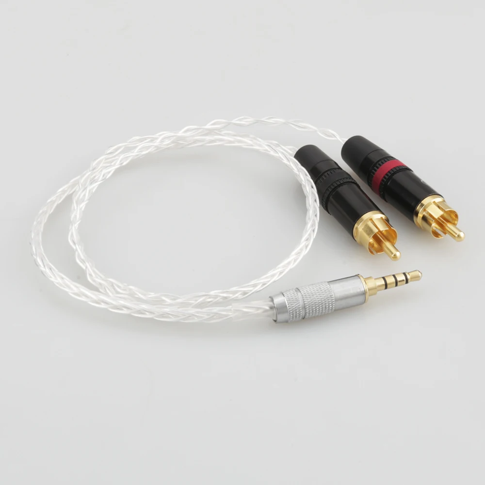 Audiocrast 819AG 3 5mm Balanced Male to RCA Plug Aux Cable 19x 0 1mm Silver Wire Headphone Amp