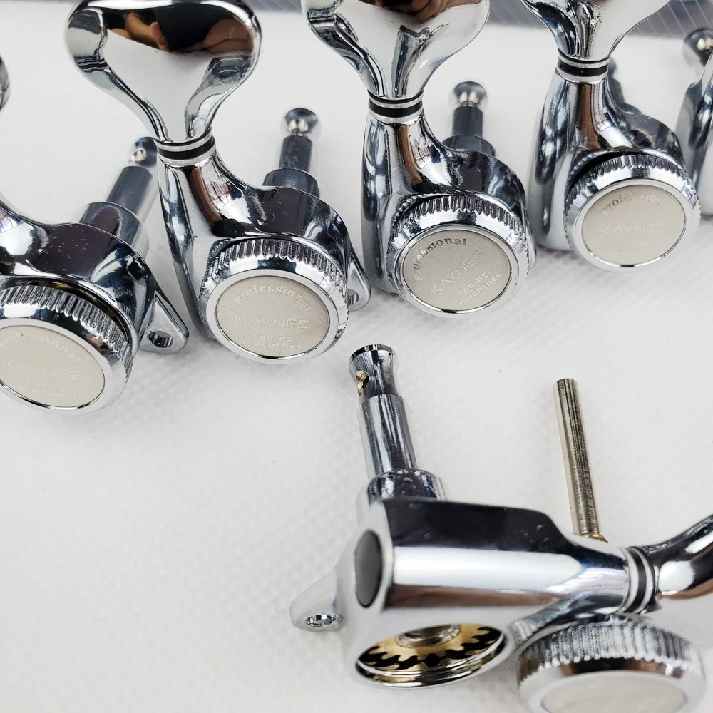 Kaynes-trava para Guitarra Afinador de Cordas Pegs de Afinação Elétrica Conjunto Cabeçotes Cromado Prata Dj334c 1 - Image 4