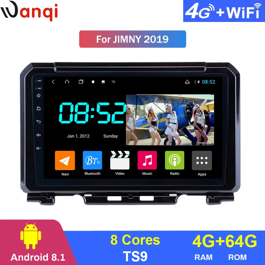Android 8,1 автомобильный DVD 1din мультимедиа Navi система для Suzuki JIMNY Автомобильный gps навигатор головное устройство BT SWC wifi - Цвет: 8 Cores